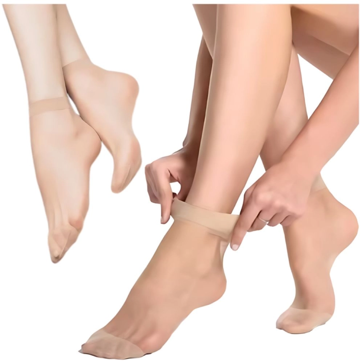 10 PAR Skarpety rajstopowe damskie z wzmocnionymi palcami transparentne cieliste