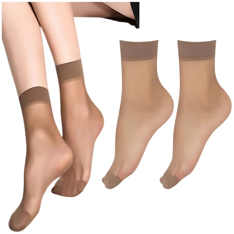 10 PAR Skarpety rajstopowe damskie z wzmocnionymi palcami transparentne brązowe
