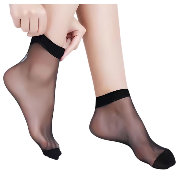 10 PAR Skarpety rajstopowe damskie z wzmocnionymi palcami transparentne czarne