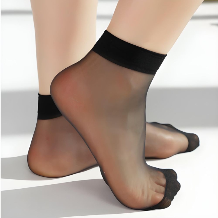 10 PAR Skarpety rajstopowe damskie z wzmocnionymi palcami transparentne czarne