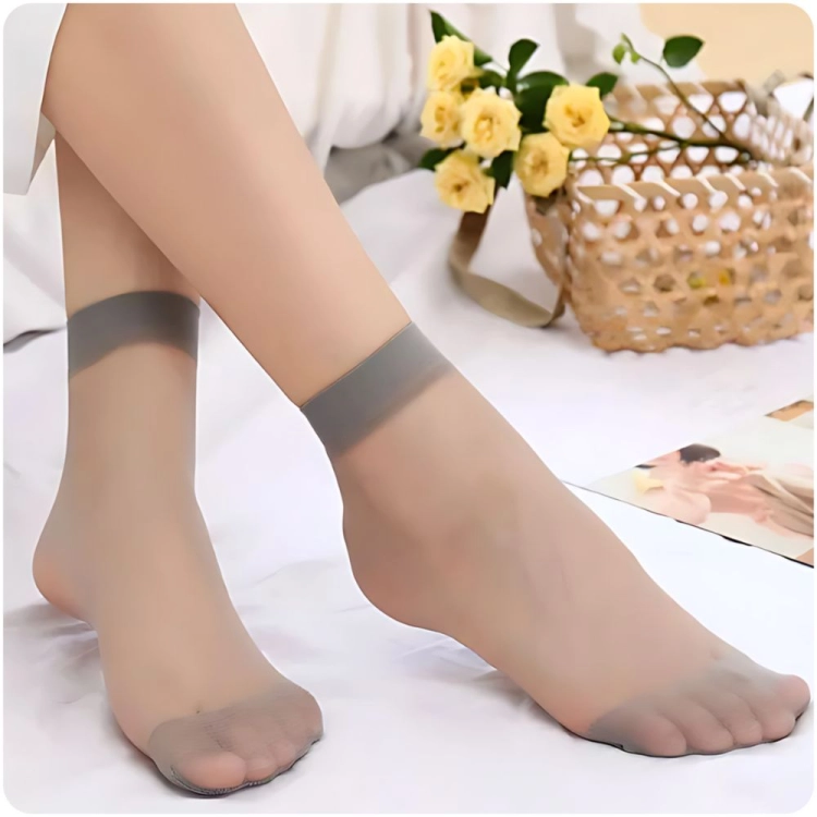 10 PAR Skarpety rajstopowe damskie z wzmocnionymi palcami transparentne szare