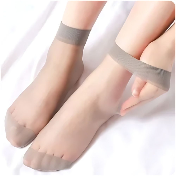 10 PAR Skarpety rajstopowe damskie z wzmocnionymi palcami transparentne szare