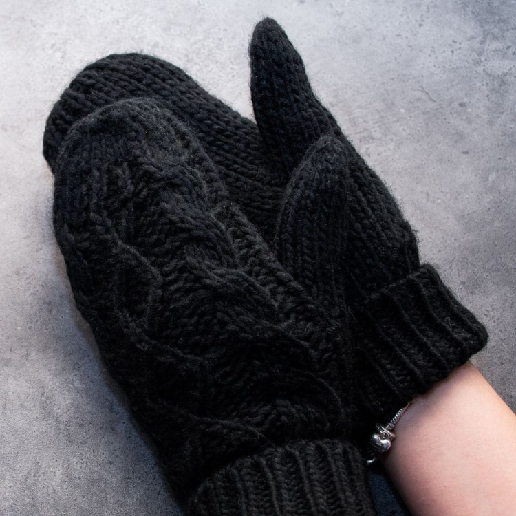 Rękawiczki damskie jednopalczaste ocieplane zimowe czarne