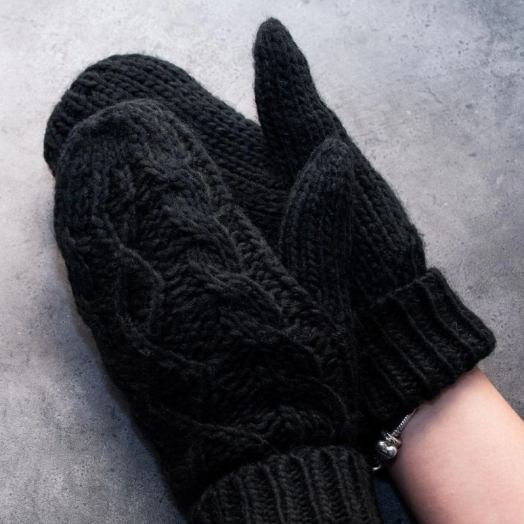 Rękawiczki damskie jednopalczaste ocieplane zimowe czarne