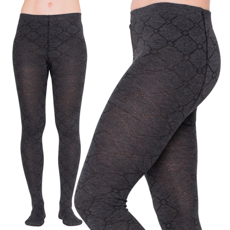 Rajstopy damskie wzorek romby ciemnoszare XL/2XL