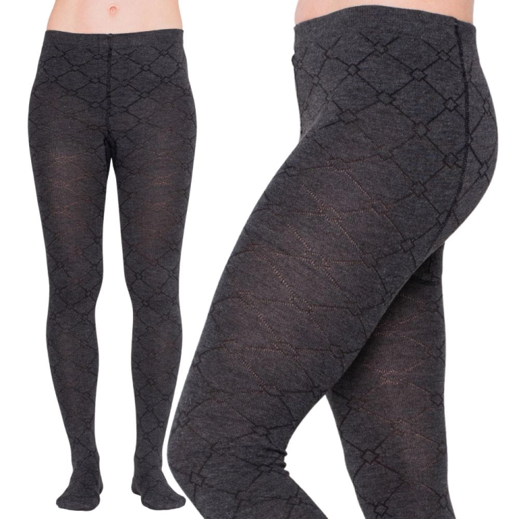 Rajstopy damskie wzorek romby ciemnoszare XL/2XL
