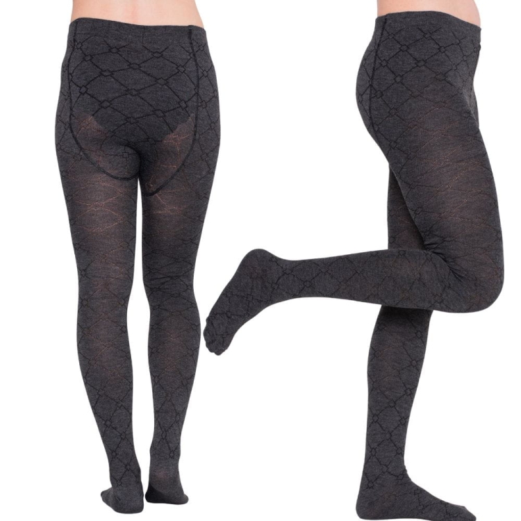 Rajstopy damskie wzorek romby ciemnoszare XL/2XL