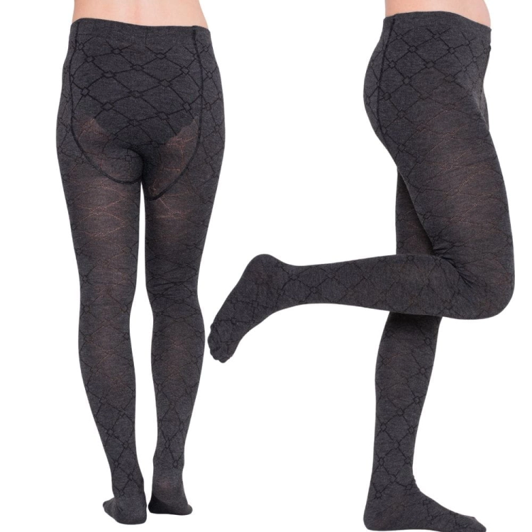 Rajstopy damskie wzorek romby ciemnoszare XL/2XL