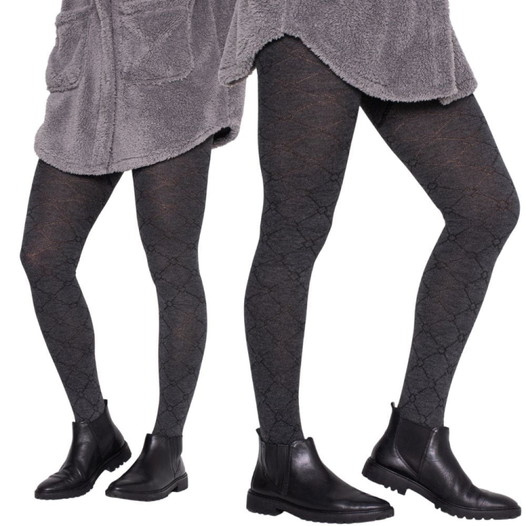Rajstopy damskie wzorek romby ciemnoszare XL/2XL