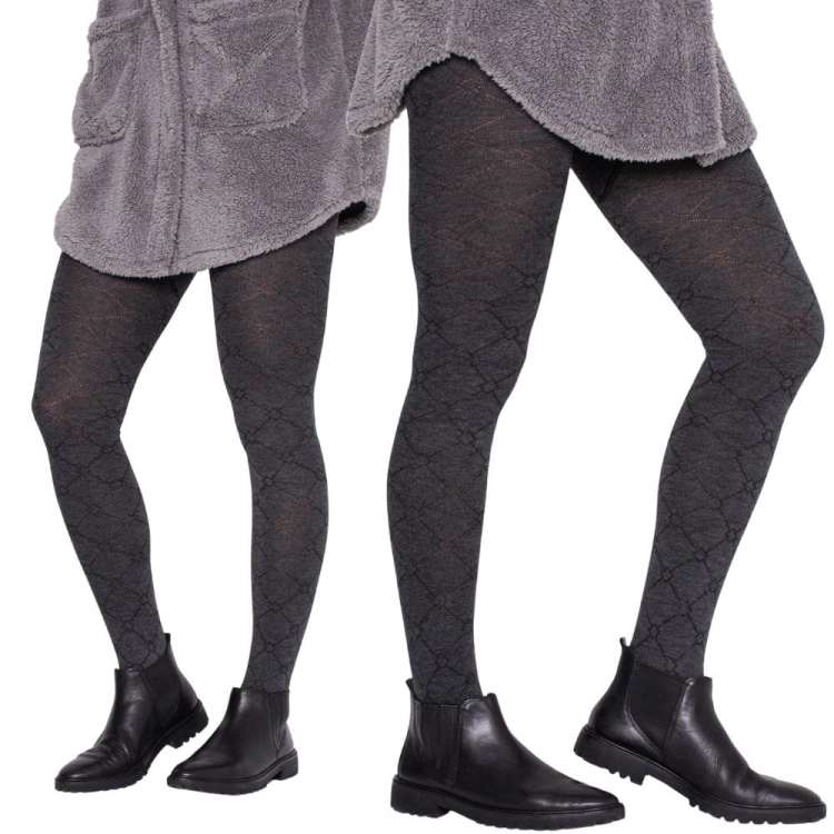 Rajstopy damskie wzorek romby ciemnoszare XL/2XL
