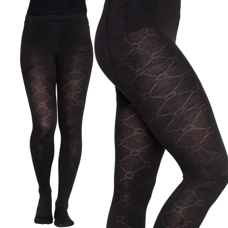 Rajstopy we wzory romby czarne XL/2XL
