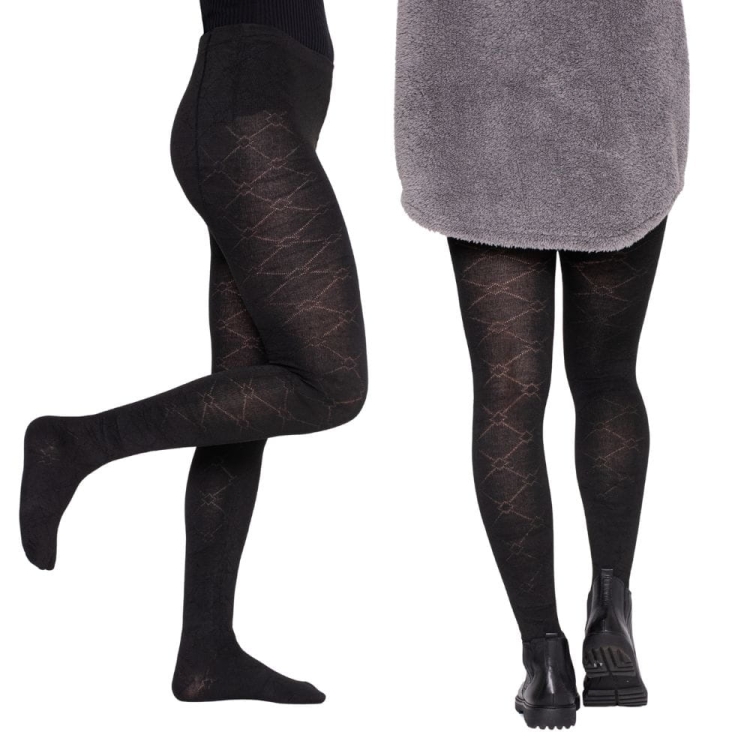 Rajstopy we wzory romby czarne XL/2XL