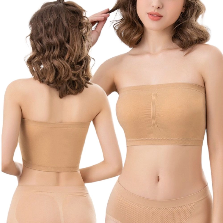 Biustonosz bandeau stanik bez ramiączek top beżowy