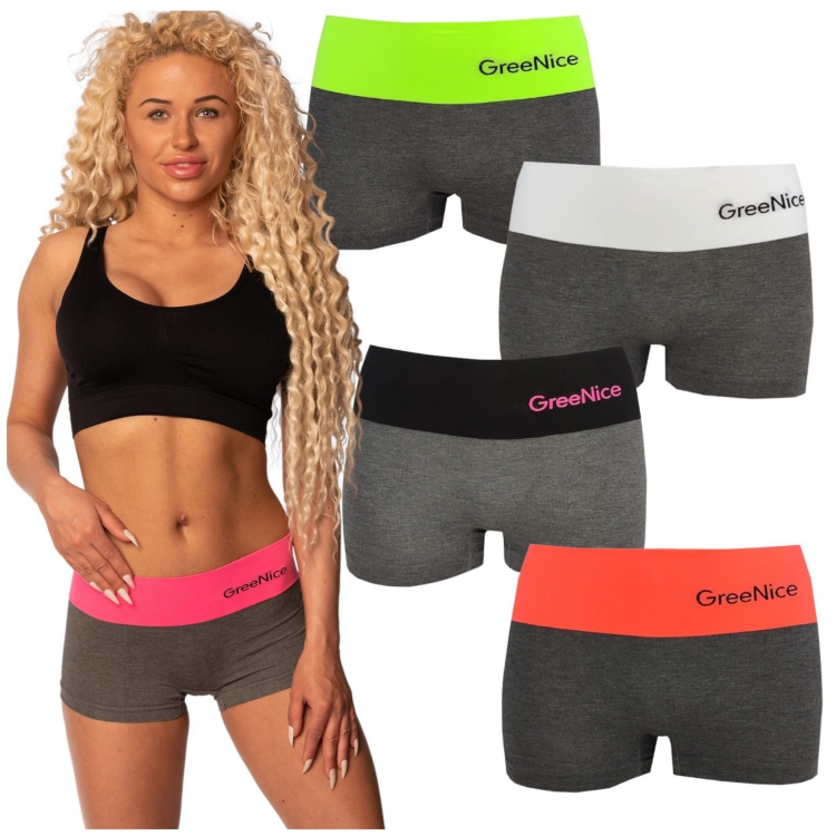 Bokserki damskie bezszwowe szorty majtki Greenice 4-pak