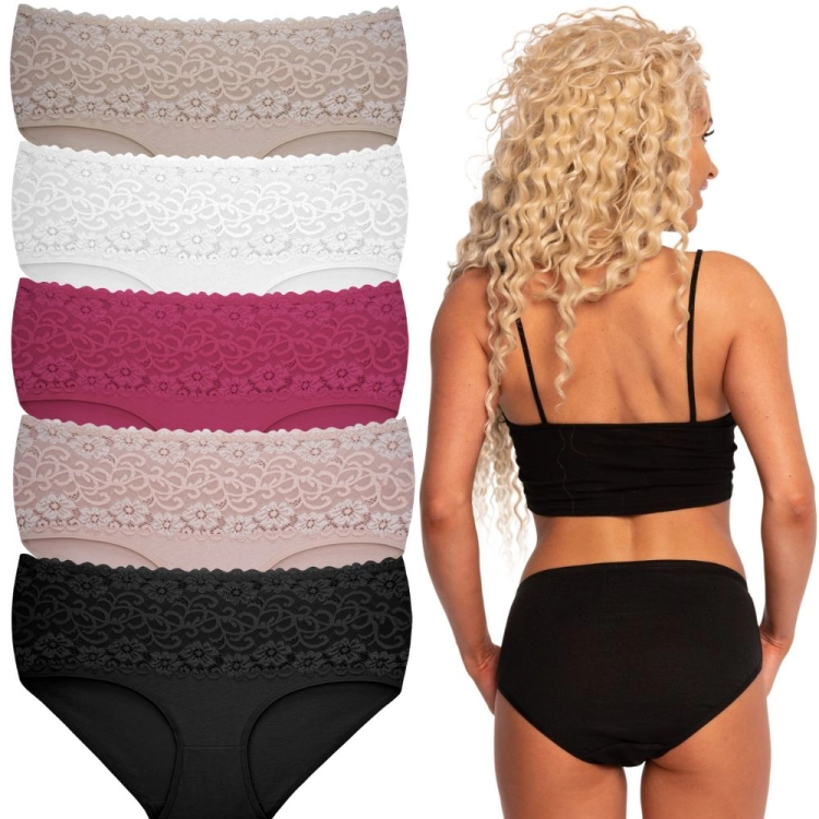 Majtki z koronką wysoki stan zestaw 5-pak
