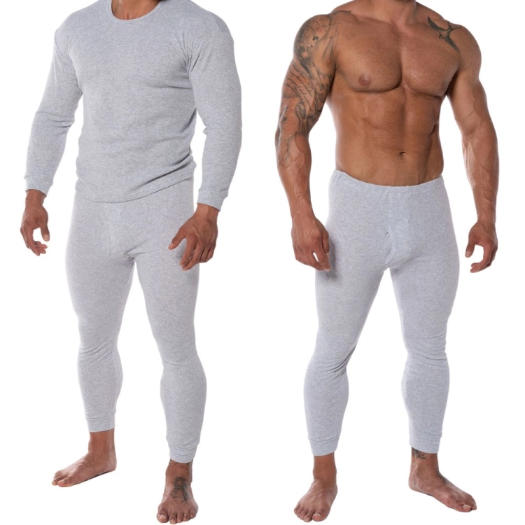 Kalesony męskie ocieplane jasnoszare