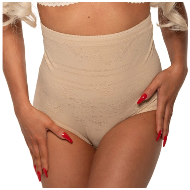 Majtki damskie wyszczuplające brzuch wysoki stan beżowe