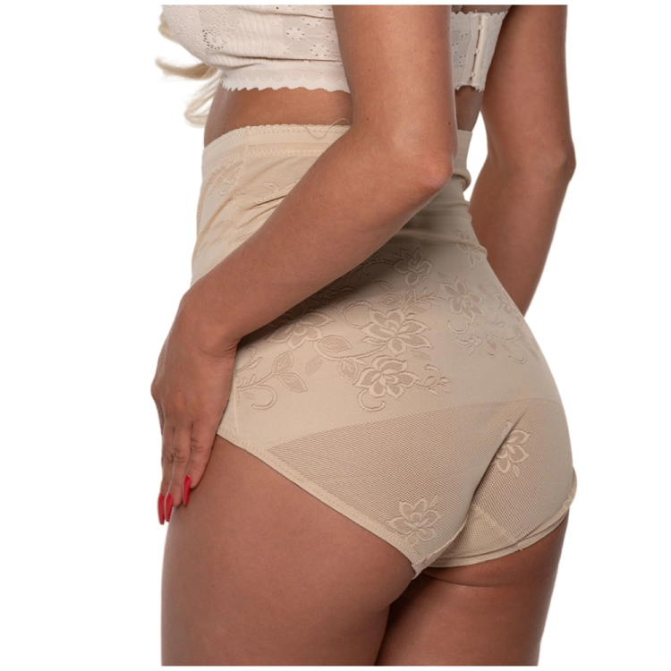 Majtki damskie wyszczuplające brzuch wysoki stan beżowe