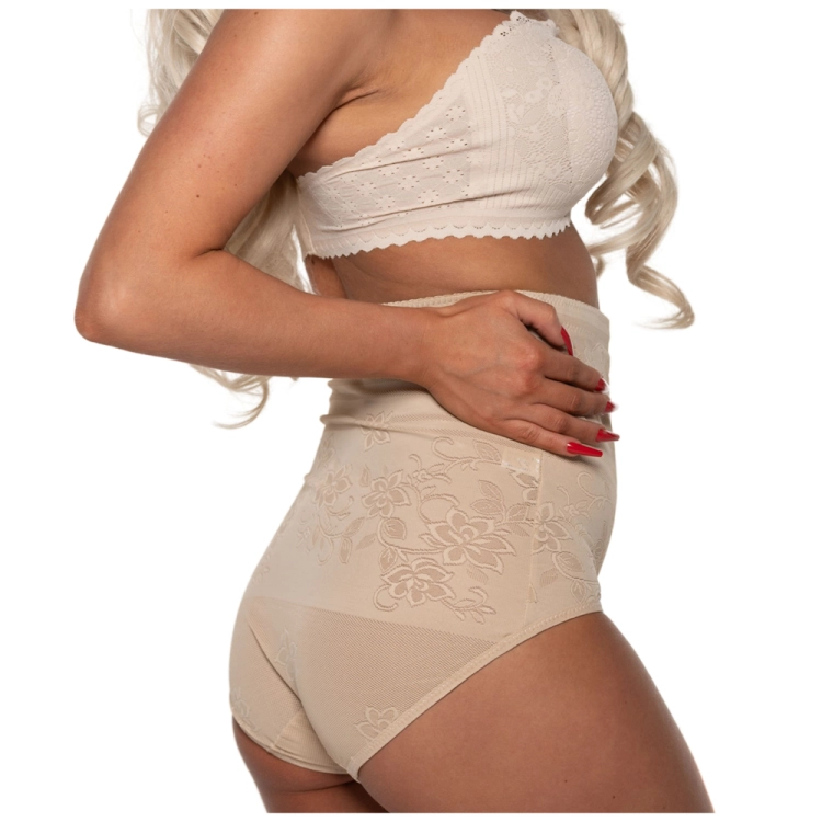 Majtki damskie wyszczuplające brzuch wysoki stan beżowe
