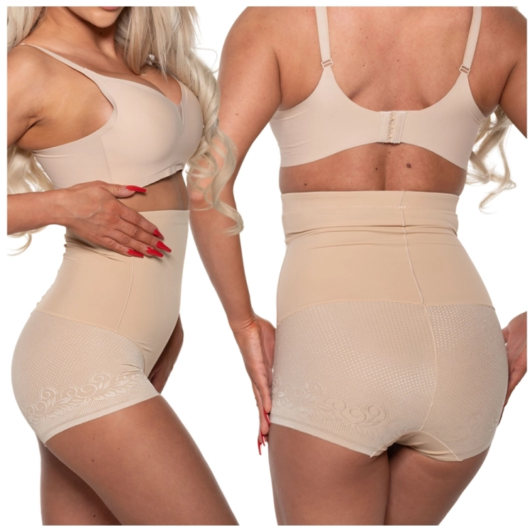 Majtki damskie wyszczuplające brzuch i biodra beżowe