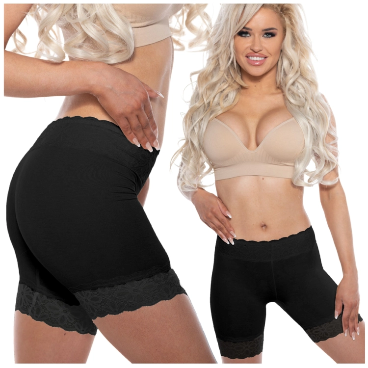 Reformy z koronką przy talii i nogawkach czarne