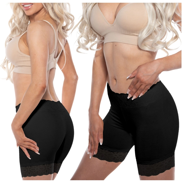 Reformy z koronką przy talii i nogawkach czarne