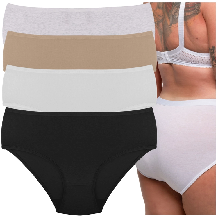 Majtki z wysokim stanem bawełniane figi Hana 4-pak