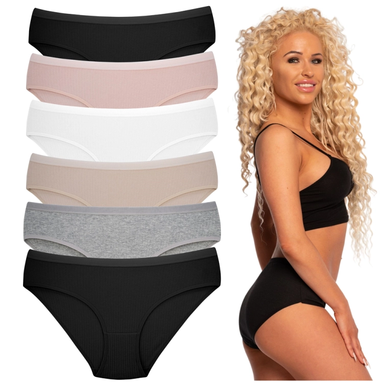 Figi Damskie Prążek MEDOOSI zestaw 6 szt