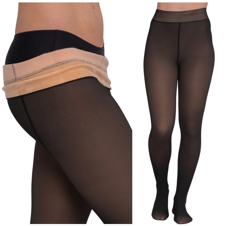 Ocieplane rajstopy czarne damskie 380 DEN