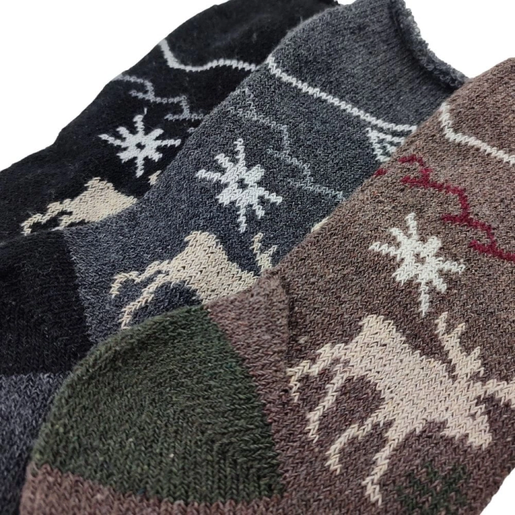 3-pak Skarpety alpaka grube zimowe z reniferem