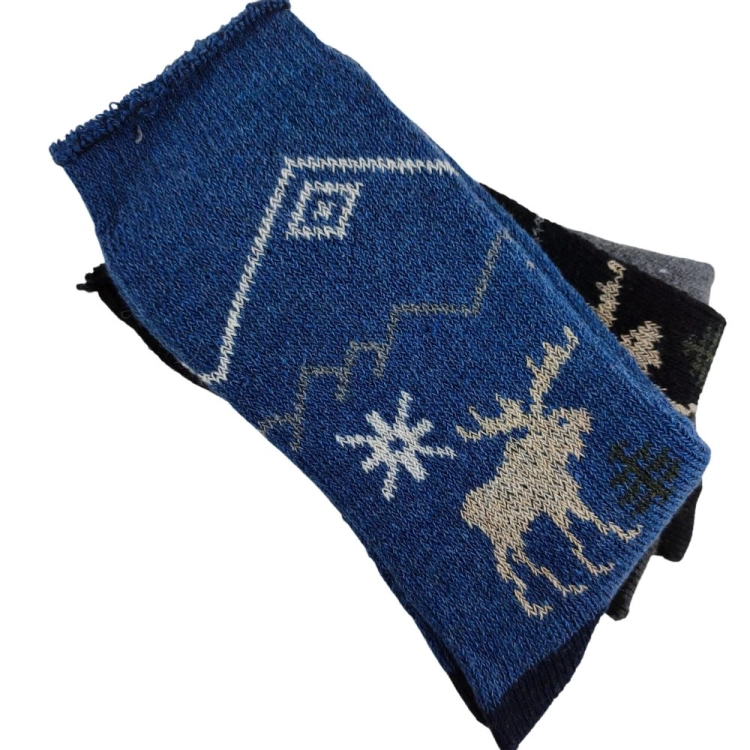 3-pak Skarpety alpaka grube zimowe z reniferem