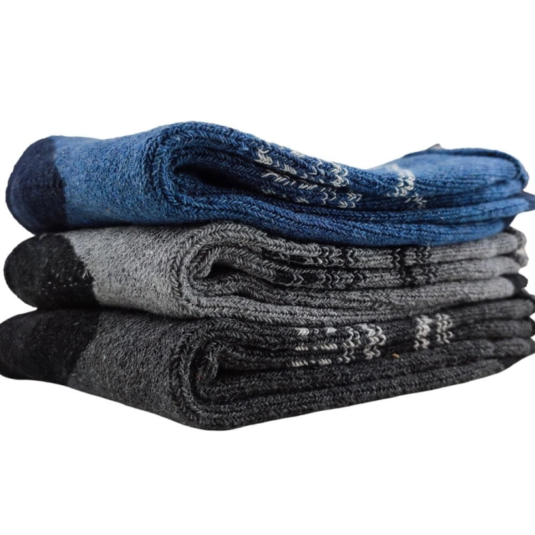 3-pak Skarpety z alpaki wełniane męskie z motywem renifera