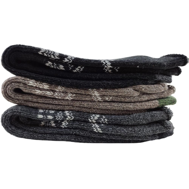 3-pak Skarpety z alpaki wełniane męskie z motywem renifera