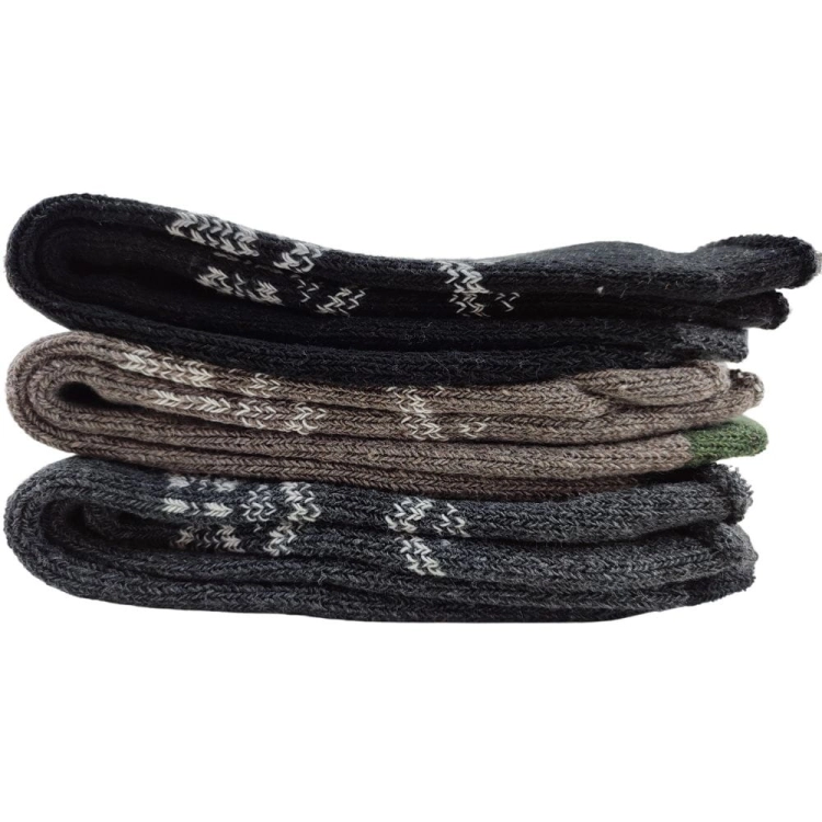 3-pak Skarpety z alpaki wełniane męskie z motywem renifera