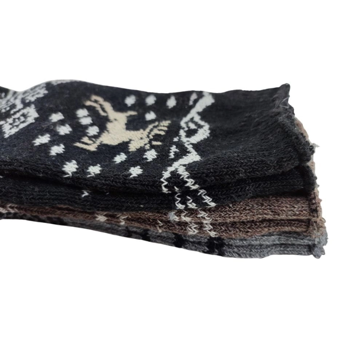 3-pak Skarpety z alpaki wełniane męskie z motywem renifera