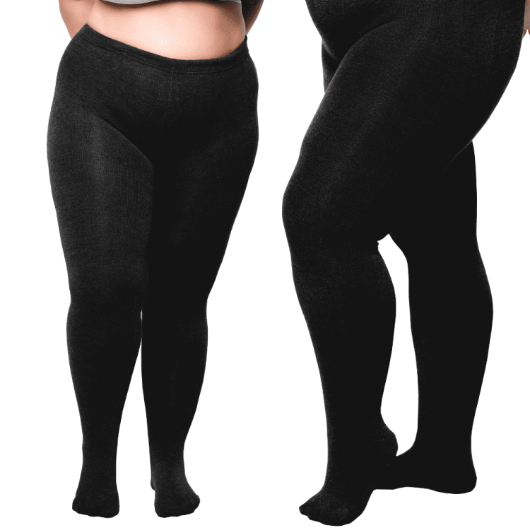 Rajstopy damskie czarne bawełniane lekko ocieplane z meszkiem