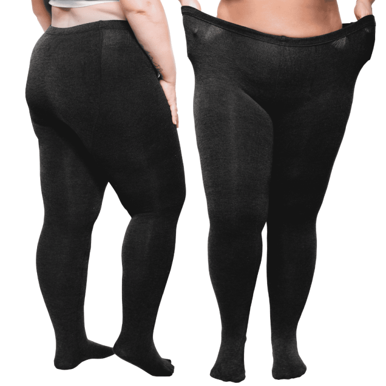 Rajstopy damskie czarne bawełniane lekko ocieplane z meszkiem