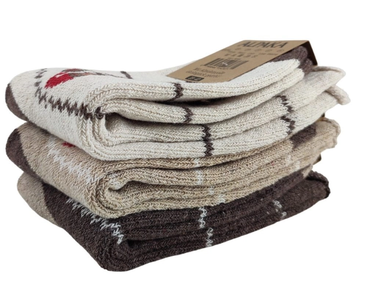 Skarpetki z alpaki grube w bałwanki 3-pak