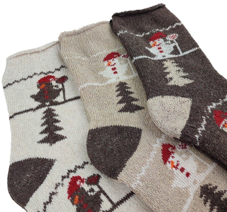 Skarpetki z alpaki grube w bałwanki 3-pak