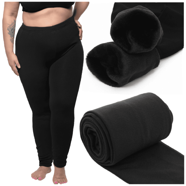 Ocieplane legginsy czarne z futerkiem zimowe