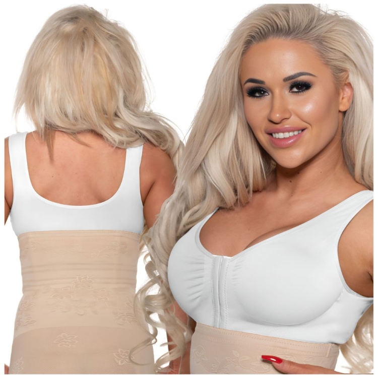 Biustonosz damski zapinany z przodu bez fiszbin biały