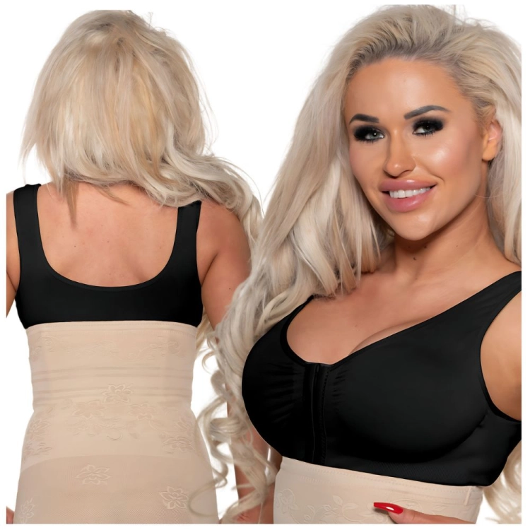 Biustonosz damski zapinany z przodu bez fiszbin czarny