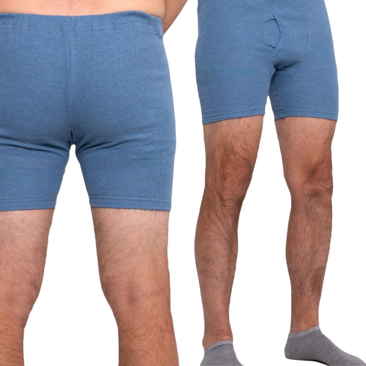 Bokserki męskie z długą nogawką bawełniane niebieskie
