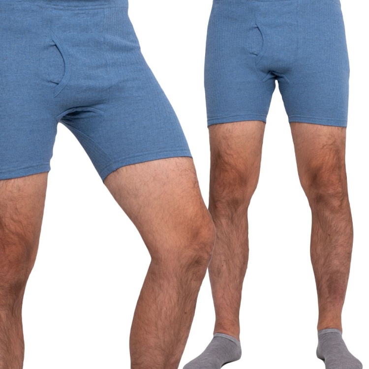 Bokserki męskie z długą nogawką bawełniane niebieskie
