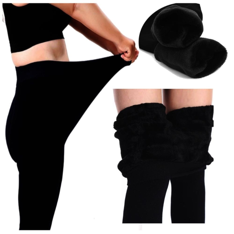 Legginsy zimowe damskie ocieplane z futerkiem czarne