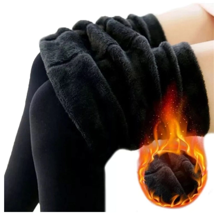 Legginsy termiczne damskie ocieplane z futerkiem czarne