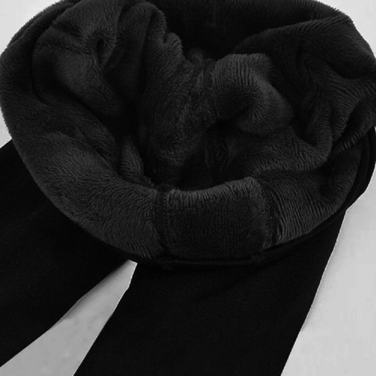 Legginsy termiczne damskie ocieplane z futerkiem czarne