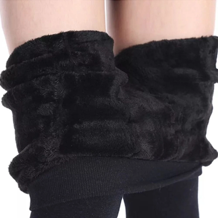 Legginsy termiczne damskie ocieplane z futerkiem czarne