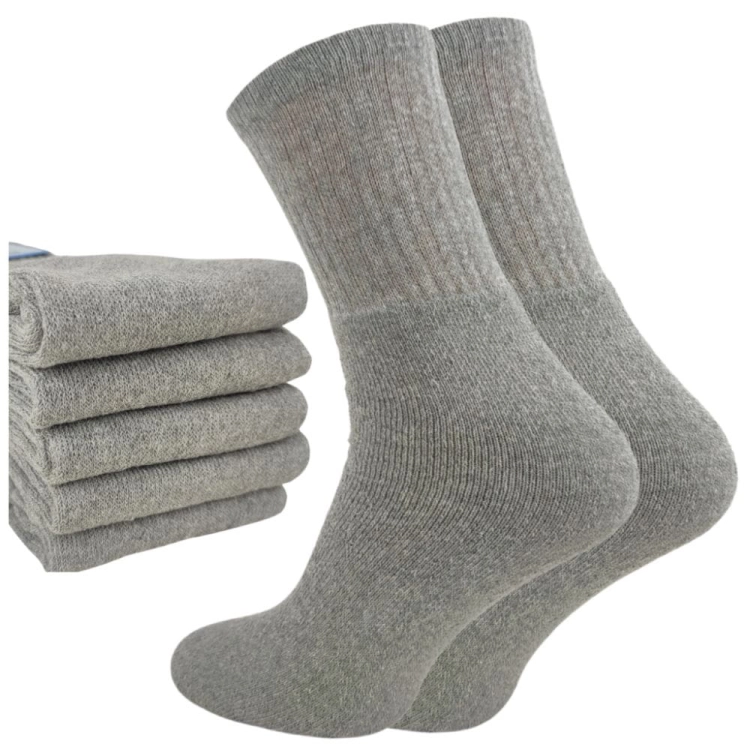 5-PAK Skarpety bawełniane męskie bezuciskowe szare