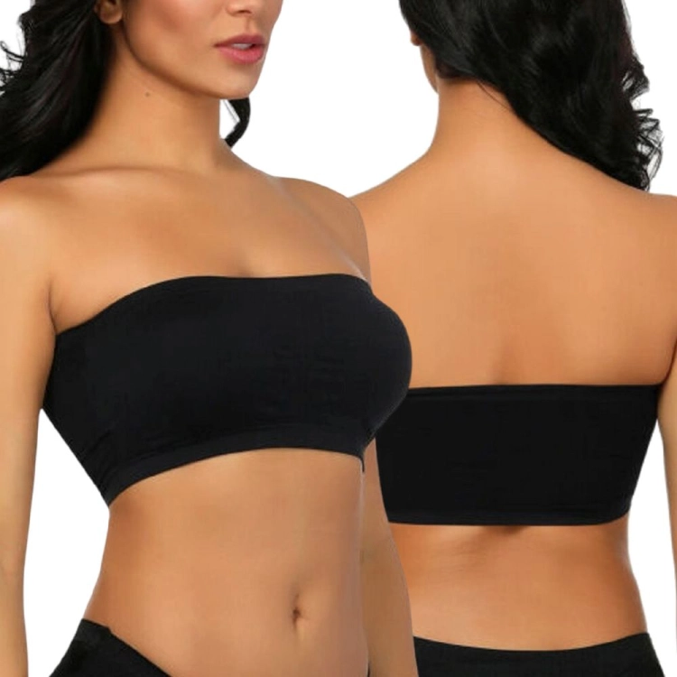 Biustonosz bandeau stanik bez ramiączek top czarny